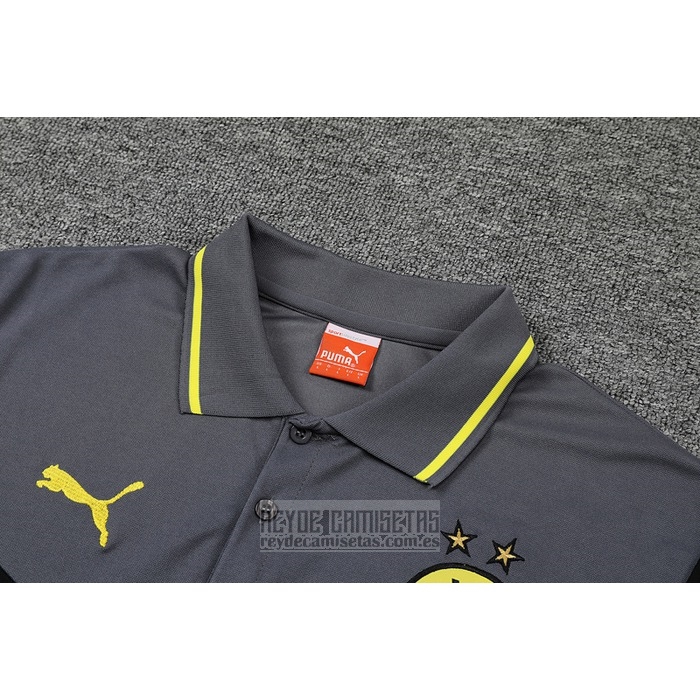 Camiseta De Futbol Polo del Borussia Dortmund 2022-2023 Gris y Negro
